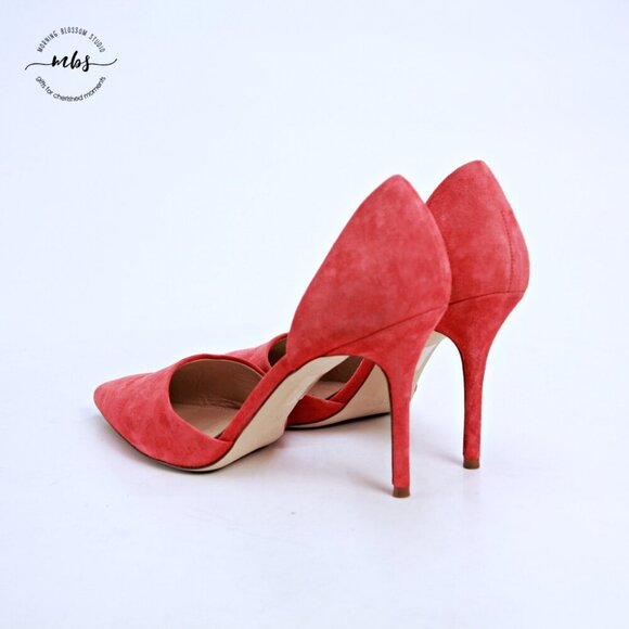 J. Crew Elsie Leather Pointed Toe Heel Pumps Orange Red Women 8.5 - Picture 5 of 14